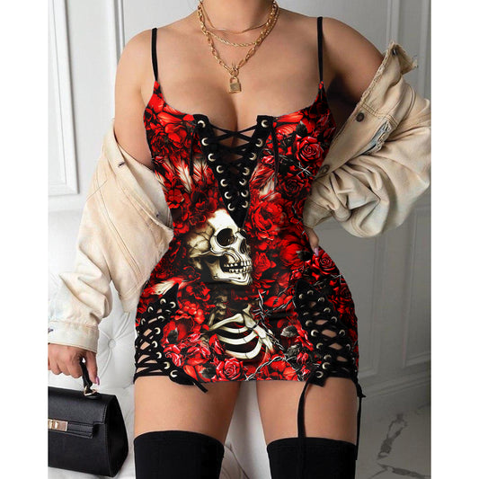 Express your personal style with the Hot Gothic Dress, a timeless piece featuring a unique Red Skull Rose Thorn, perfect for enhancing your daily fashion routine.