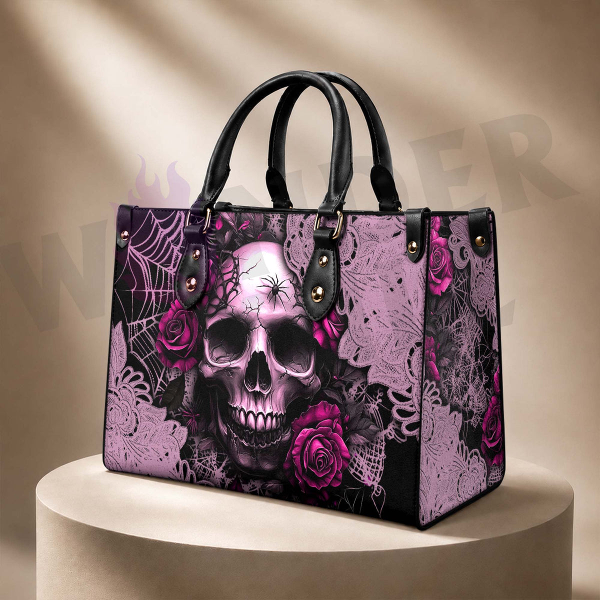 Wonder Skull structured tote bag solves the "I can't find anything in my bag" problem. The roomy interior fits your tablet, phone, wallet, water bottle, umbrella, and cosmetics — without the overstuffed look. Multiple interior pockets keep everything organized, so you're never digging around at checkout. Reinforced rivet corners and quality metal hardware ensure the bag holds up to daily use. Whether you're heading to work, running errands, or catching a flight, this tote keeps you looking put-together.
