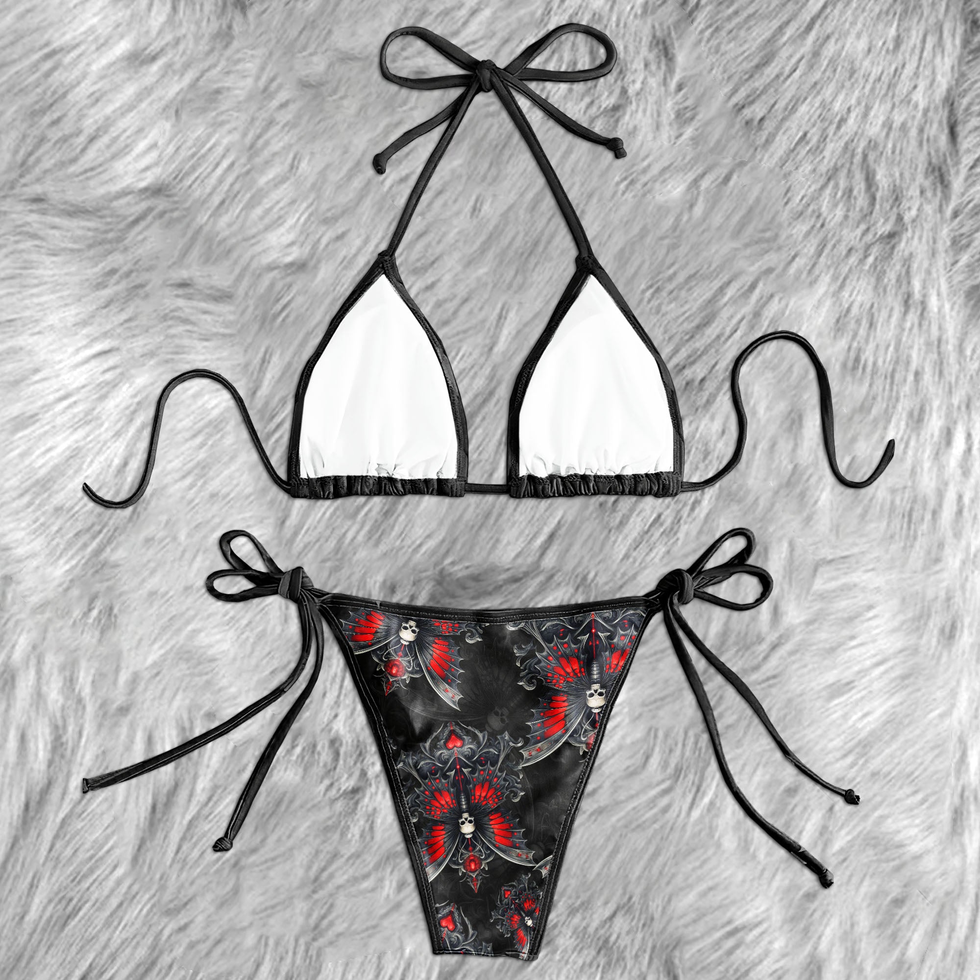 Dark Nectar Skull Butterfly Micro Triangle Bikini Swimsuit