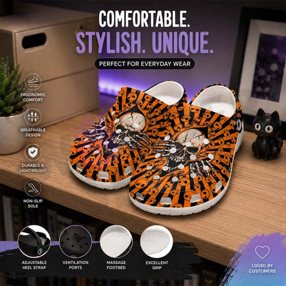 Wonder Skull Lightweight Clog Sandals are designed for all-day comfort. Featuring breathable ventilation holes, a cushioned footbed, and a pivoting heel strap, these versatile unisex clogs are perfect for use at home, outdoors, or at work — whatever your profession may be.