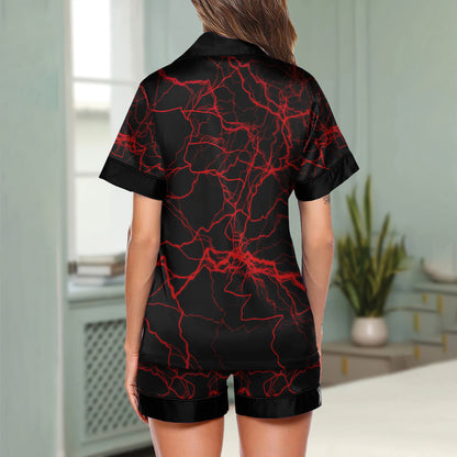Red Thunder Art Women's Pajama Sets Top Sleeve & Short Bottom
