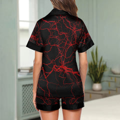 Red Thunder Art Women's Pajama Sets Top Sleeve & Short Bottom