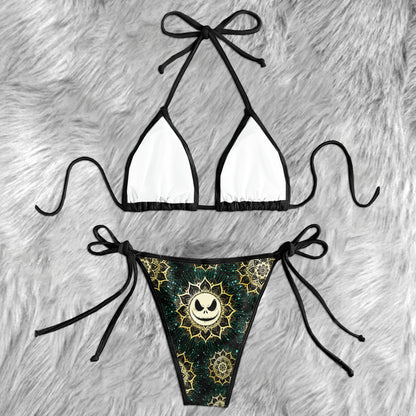 Golden Mandala Skull Micro Triangle Bikini Swimsuit