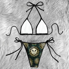 Golden Mandala Skull Micro Triangle Bikini Swimsuit
