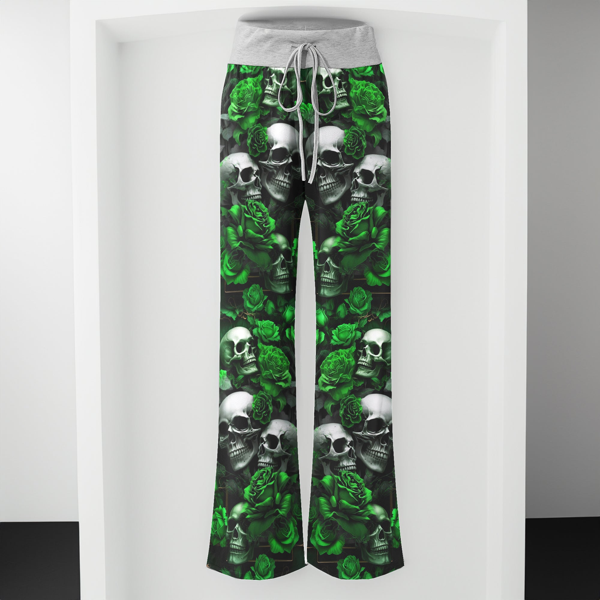 Gothic Skull Verdant Whisper Women's High-waisted Wide Leg Pants