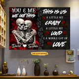 You Me US - Custom Personalized Names Gothic Skull And Roses Canvas