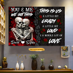 You Me US - Custom Personalized Names Gothic Skull And Roses Canvas