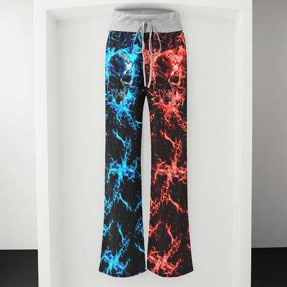 Eternal Flame Skull Art Women's High-waisted Wide Leg Pants