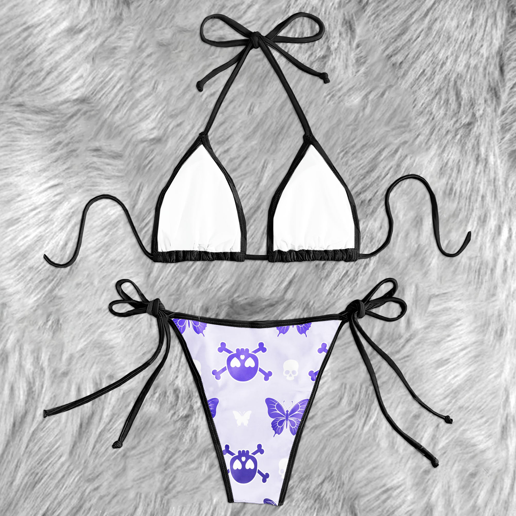 Sweet Lavender Skull Micro Triangle Bikini Swimsuit