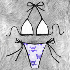 Sweet Lavender Skull Micro Triangle Bikini Swimsuit