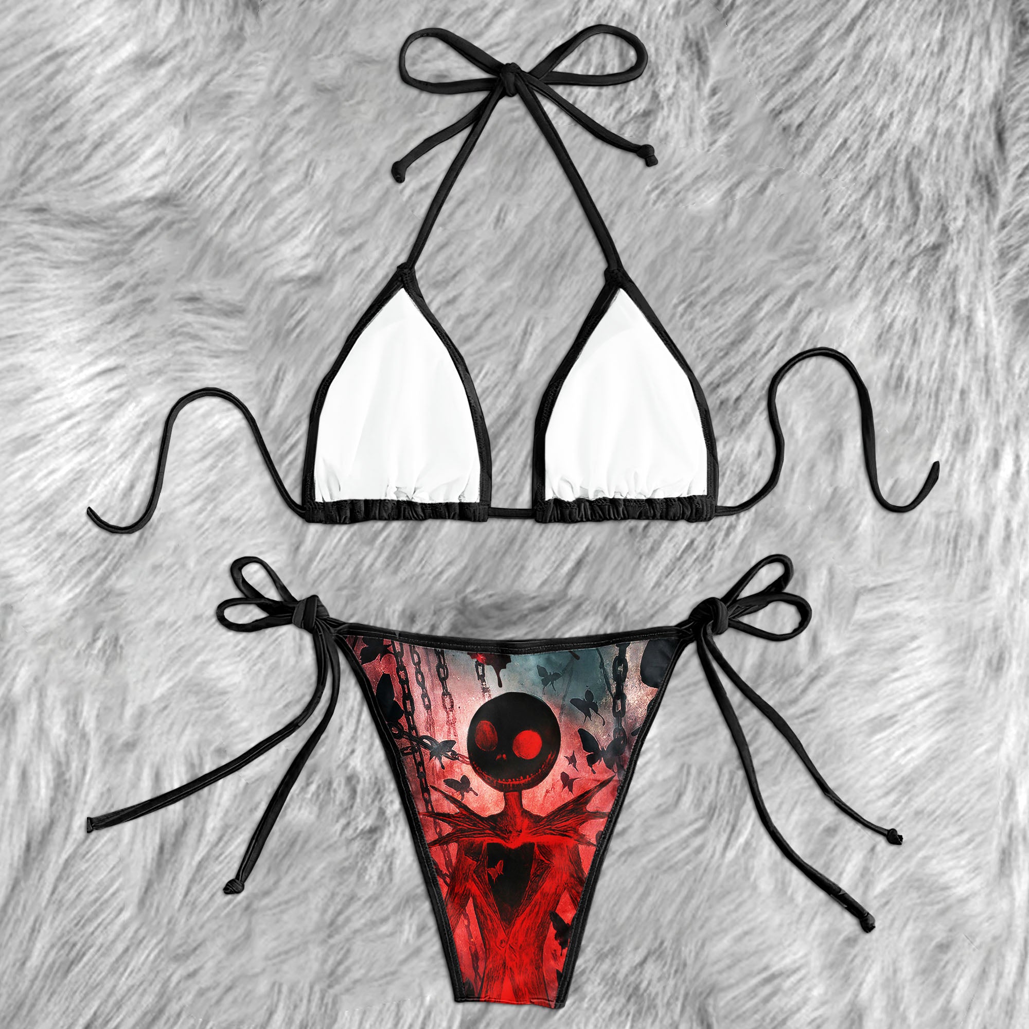 Chained Skeleton Dark Micro Triangle Bikini Swimsuit