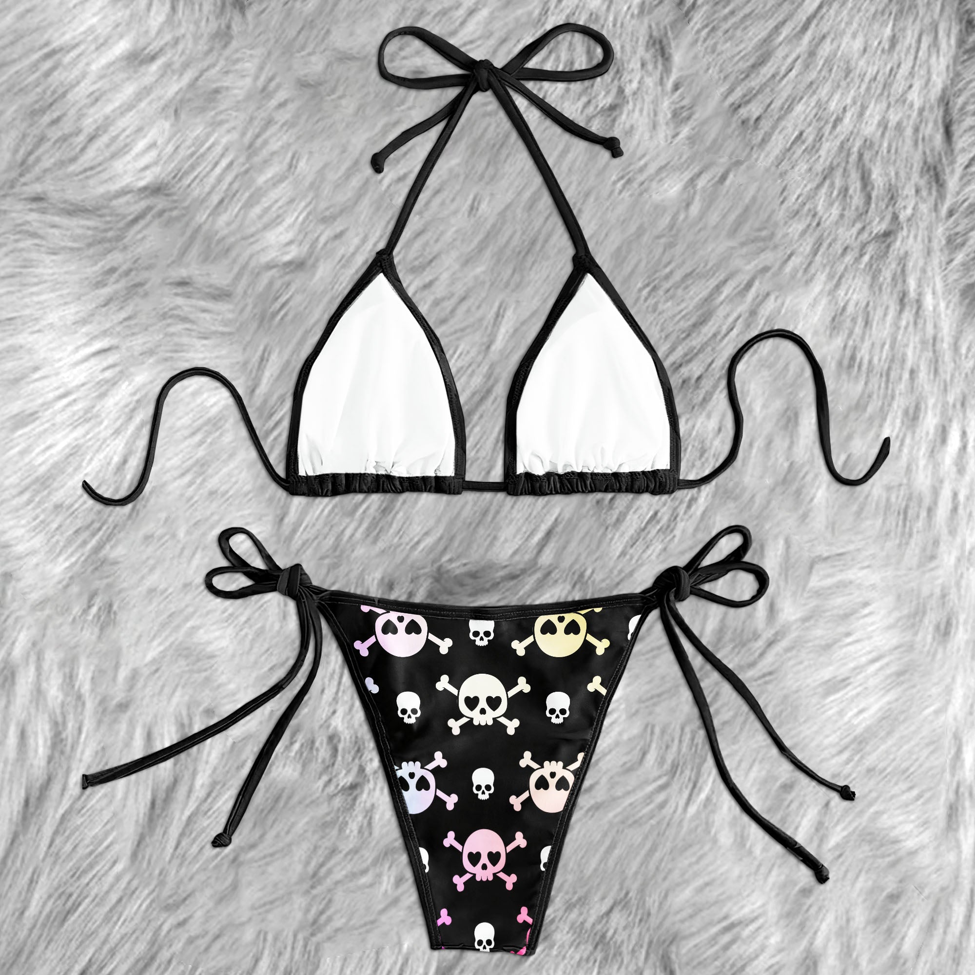 Pastel Goth Gradient Skull Micro Triangle Bikini Swimsuit