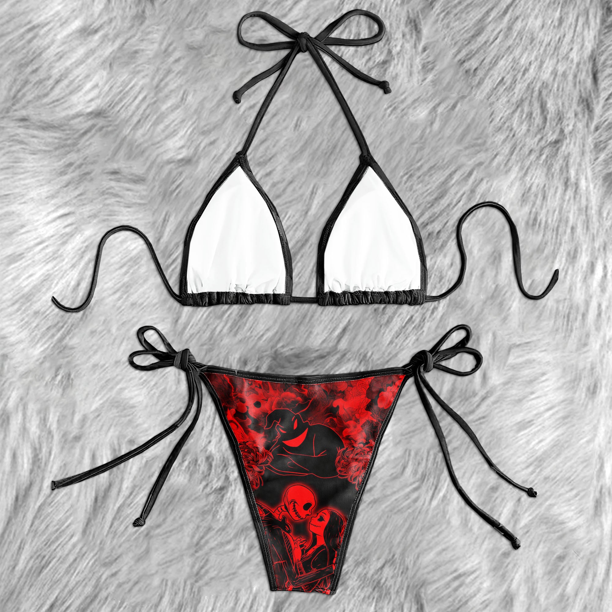Red Couple Night Moon Micro Triangle Bikini Swimsuit