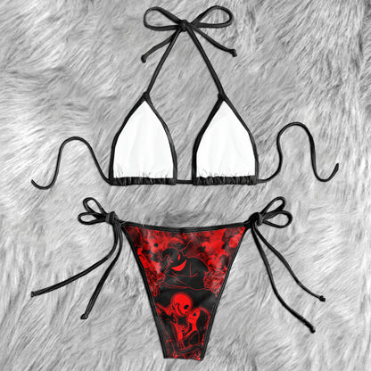 Red Couple Night Moon Micro Triangle Bikini Swimsuit