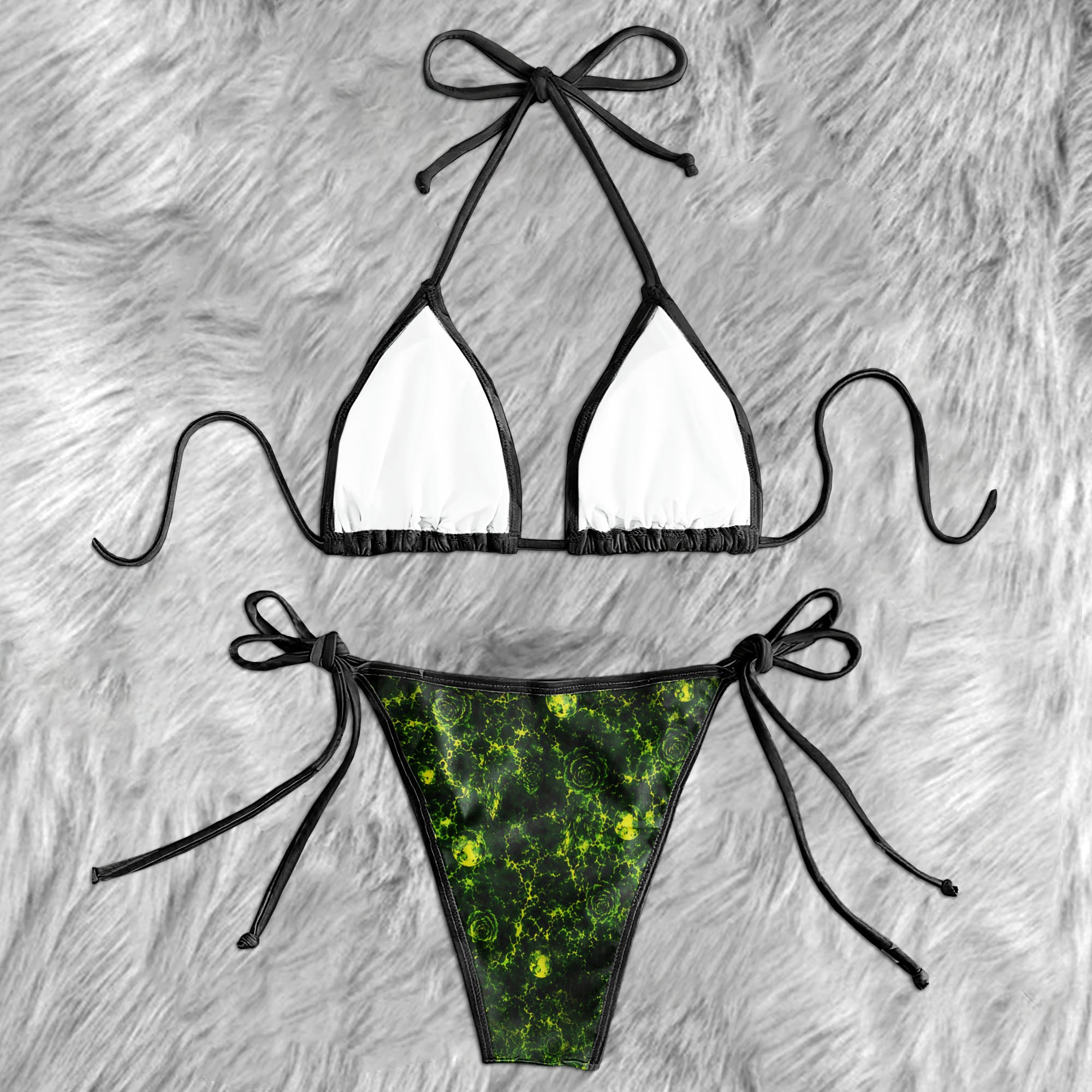 Green Glow Spooky Love Micro Triangle Bikini Swimsuit