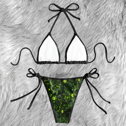 Green Glow Spooky Love Micro Triangle Bikini Swimsuit