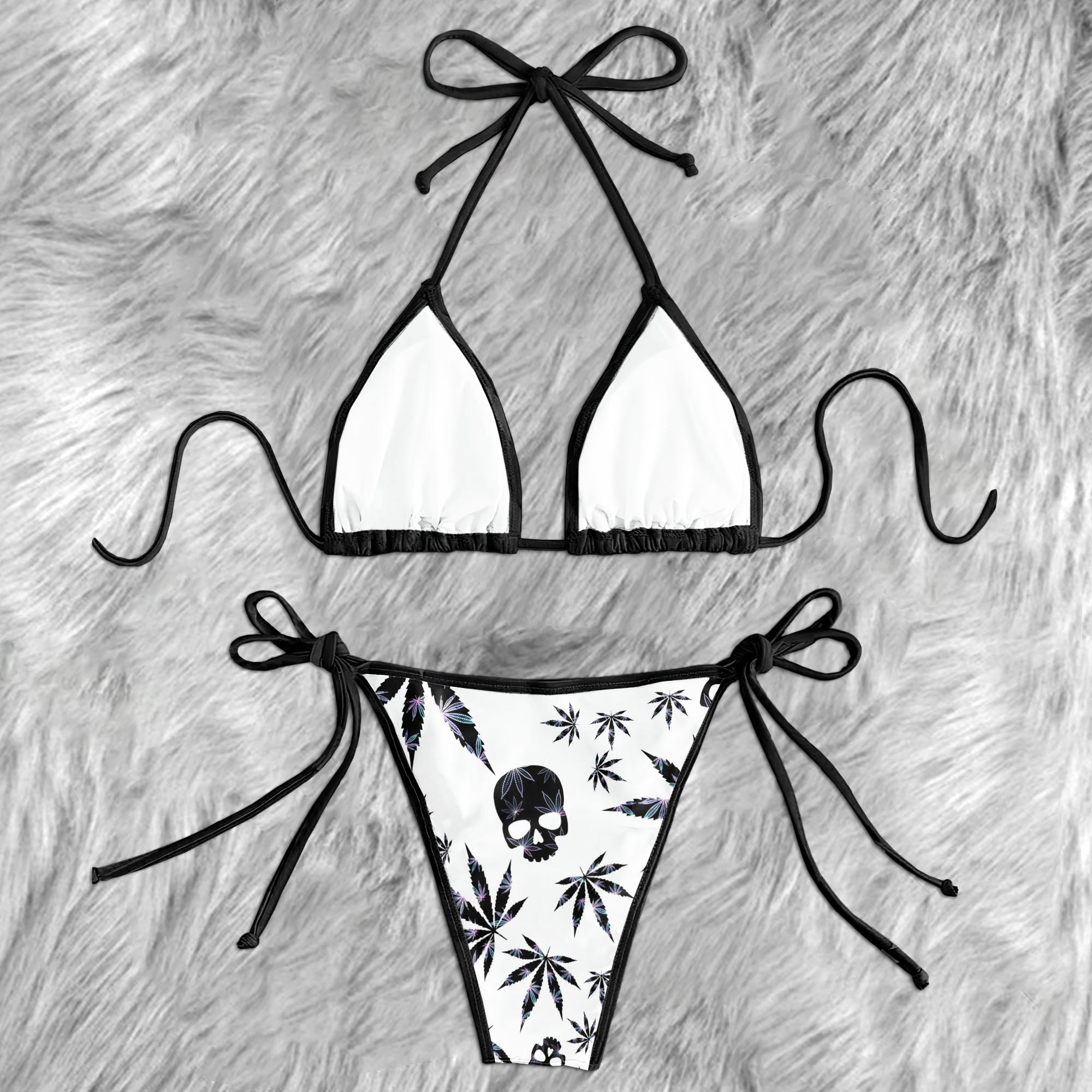 Black & White Skull Aesthetic Micro Triangle Bikini Swimsuit
