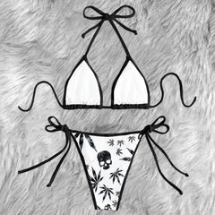 Black & White Skull Aesthetic Micro Triangle Bikini Swimsuit