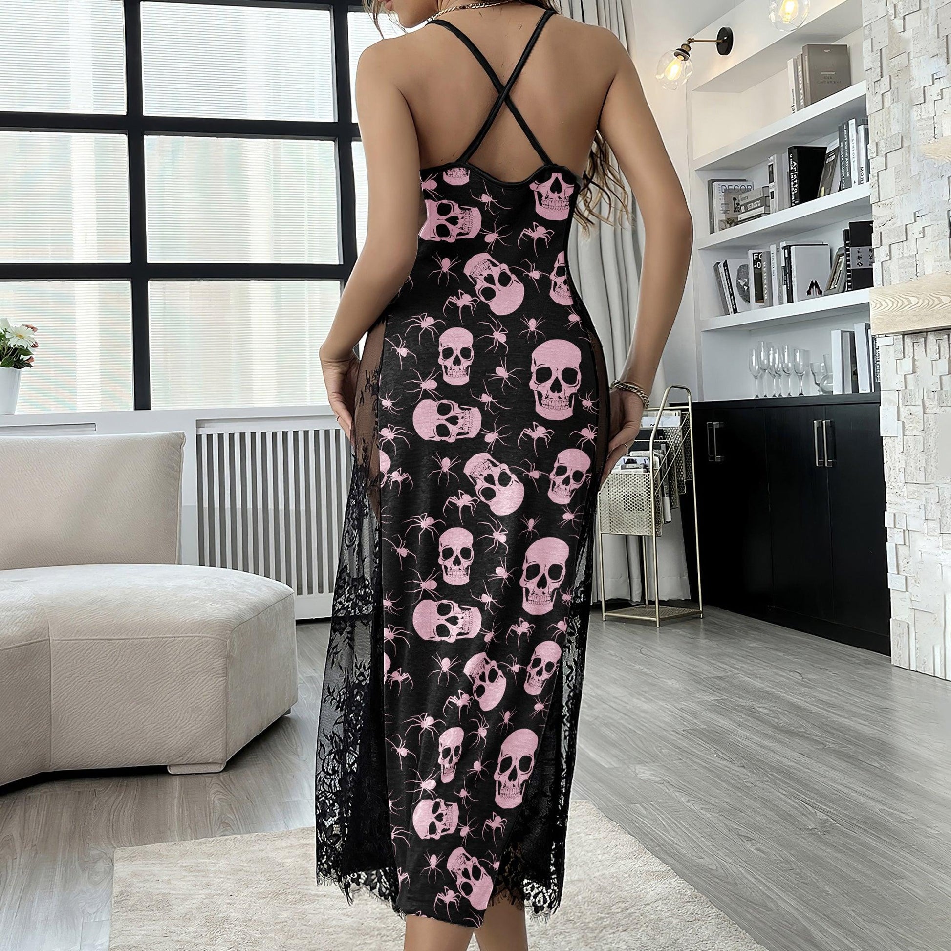Pink Gothic Skull Spider Women's Lace Cami Sleepwear | Gothic, Punkrock, Lingerie for Women