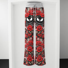 Red Reaper Bloom Skull Women's High-waisted Wide Leg Pants