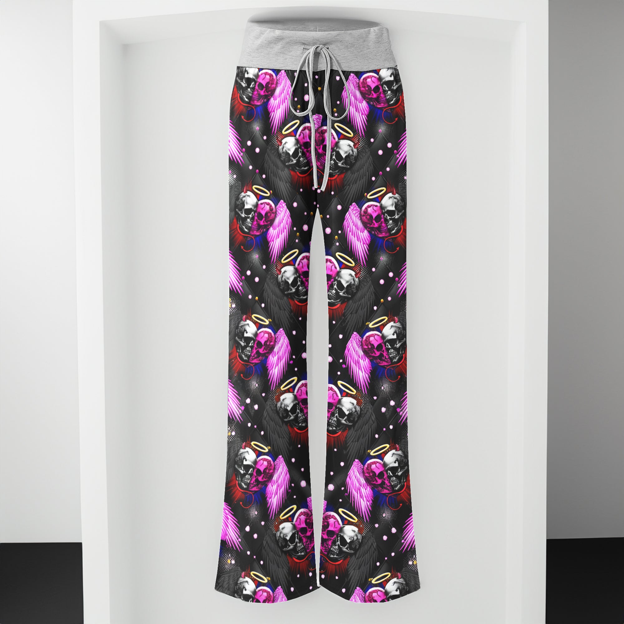 Dark Romance Skull Wings Women's High-waisted Wide Leg Pants