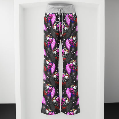 Dark Romance Skull Wings Women's High-waisted Wide Leg Pants