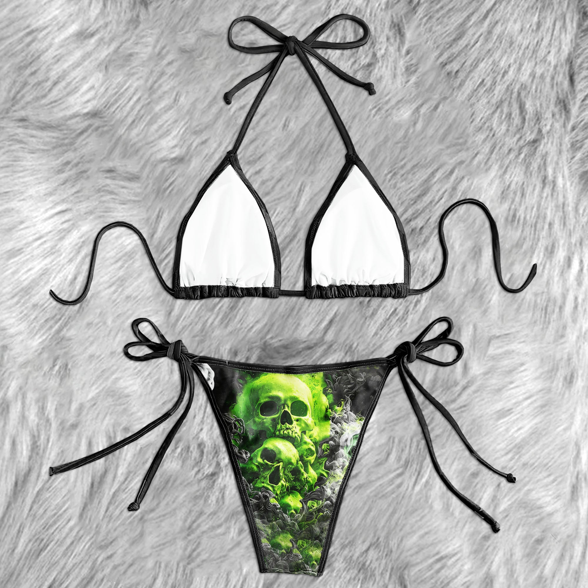 Green Neon Reaper Art Micro Triangle Bikini Swimsuit