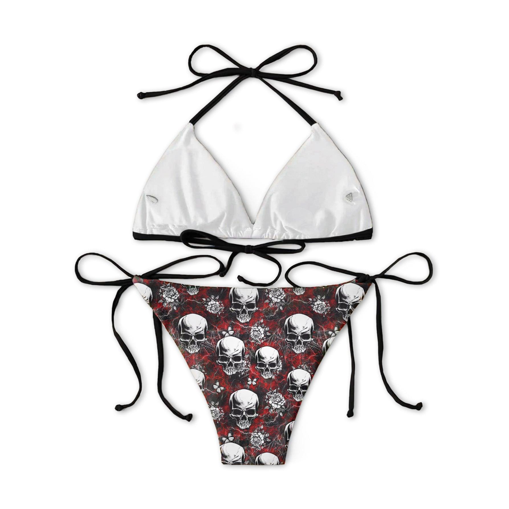 Skull Gothic Pattern Micro Triangle Bikini Swimsuit - Wonder Skull