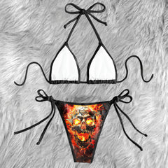 Skull Flame Micro Triangle Bikini Swimsuit - Wonder Skull