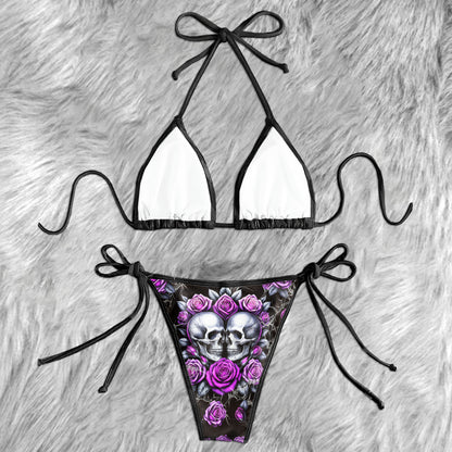 Amethyst Thorn Skull Crest Micro Triangle Bikini Swimsuit