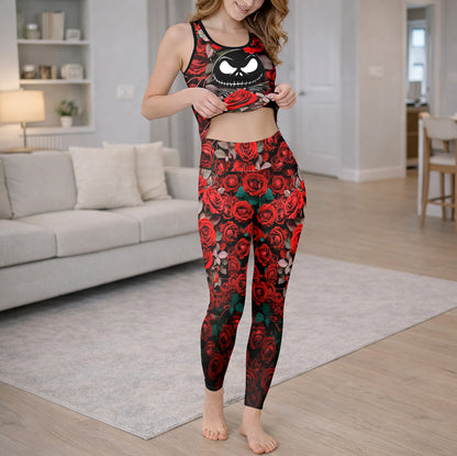 Gothic Rose Skeleton Art Tanktop and Leggings
