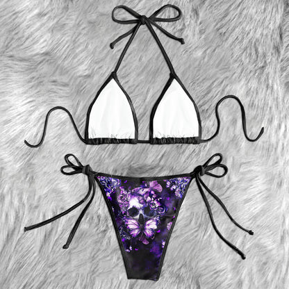 Purple Butterfly Skull Micro Triangle Bikini Swimsuit - Wonder Skull
