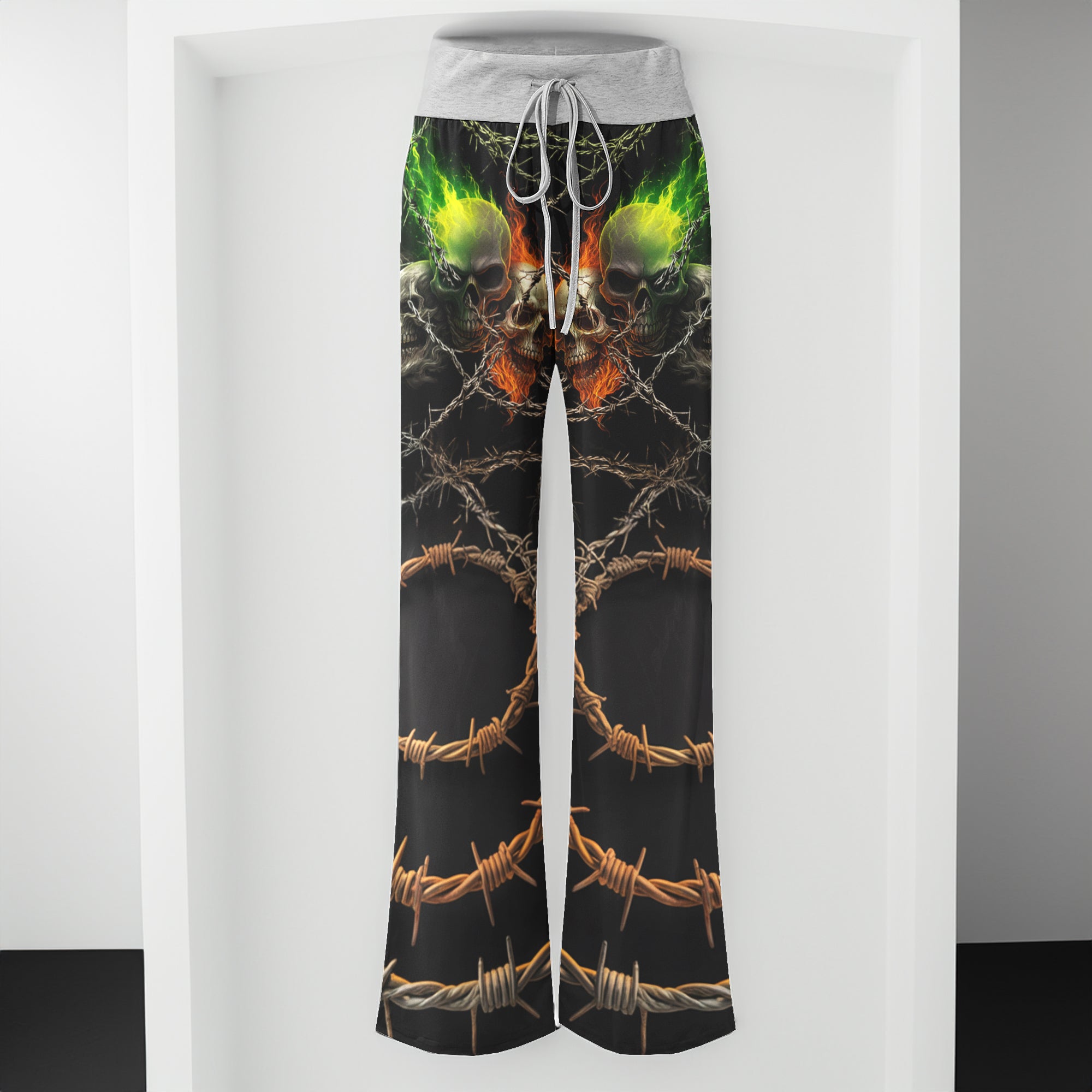 Barbed Trinity Skull Women's High-waisted Wide Leg Pants