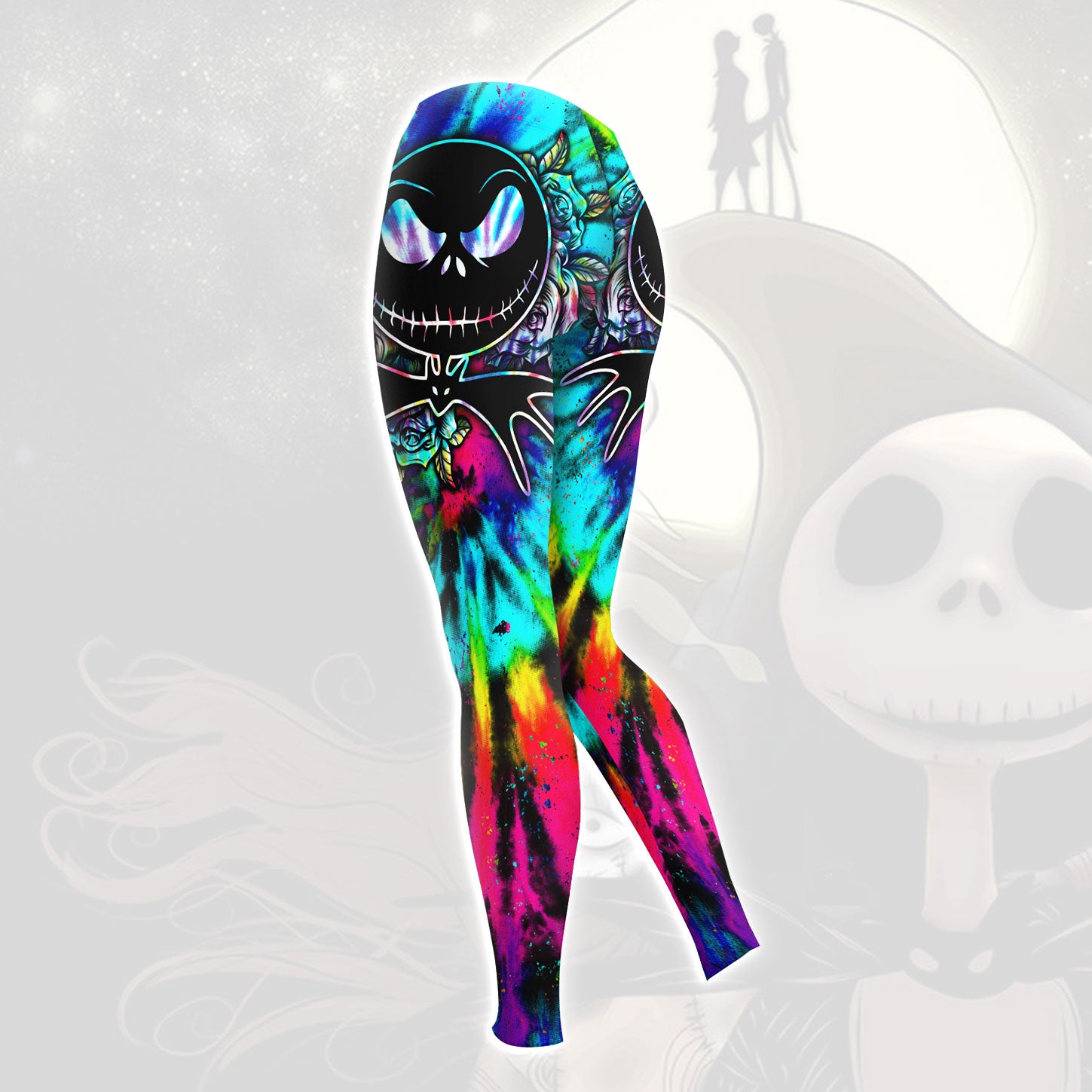 Nightmare TieDye Colorful Combo Hoodie and Leggings - Dark and edgy matching set with skull designs for a unique and stylish look