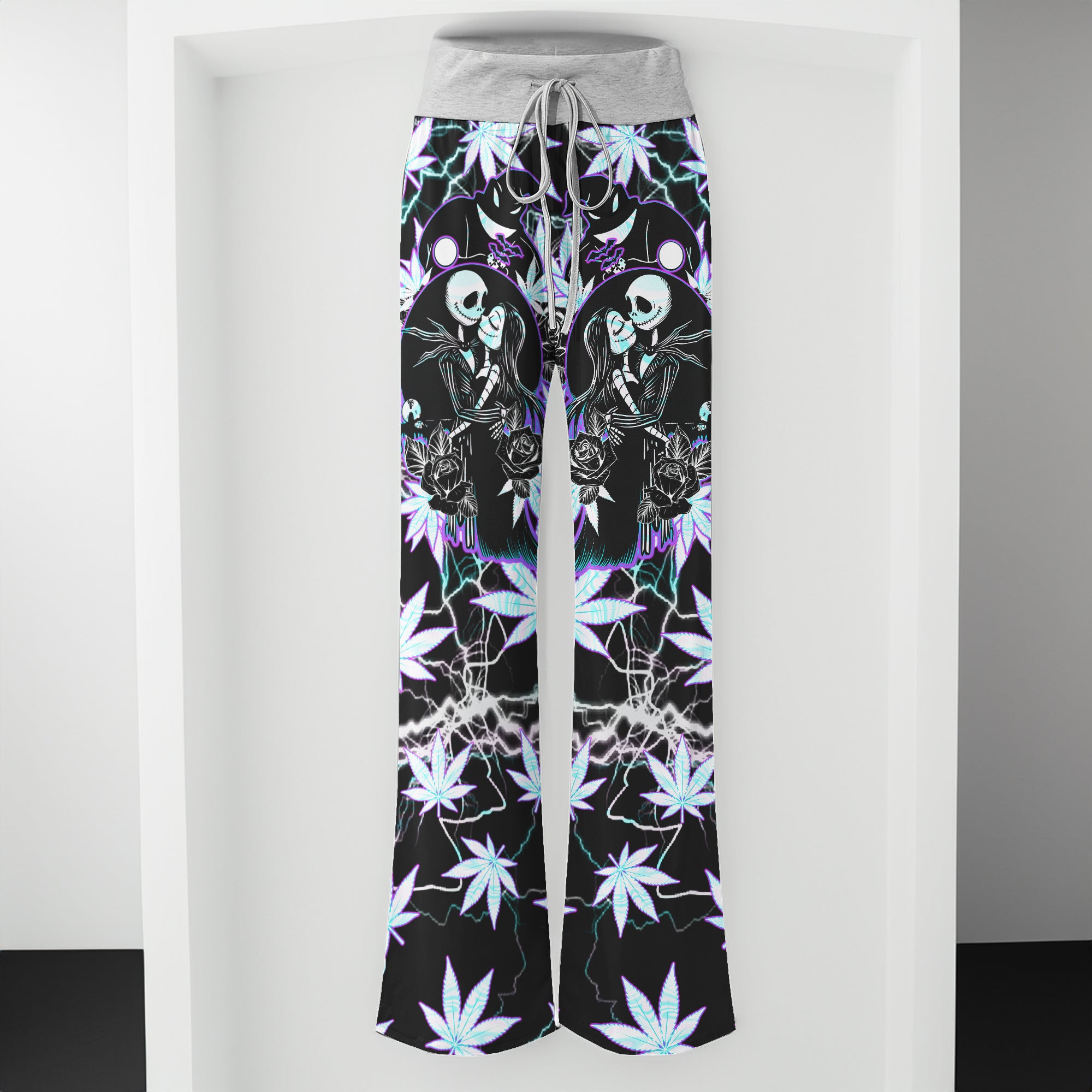 Holographic Couple Skeleton Women's High-waisted Wide Leg Pants