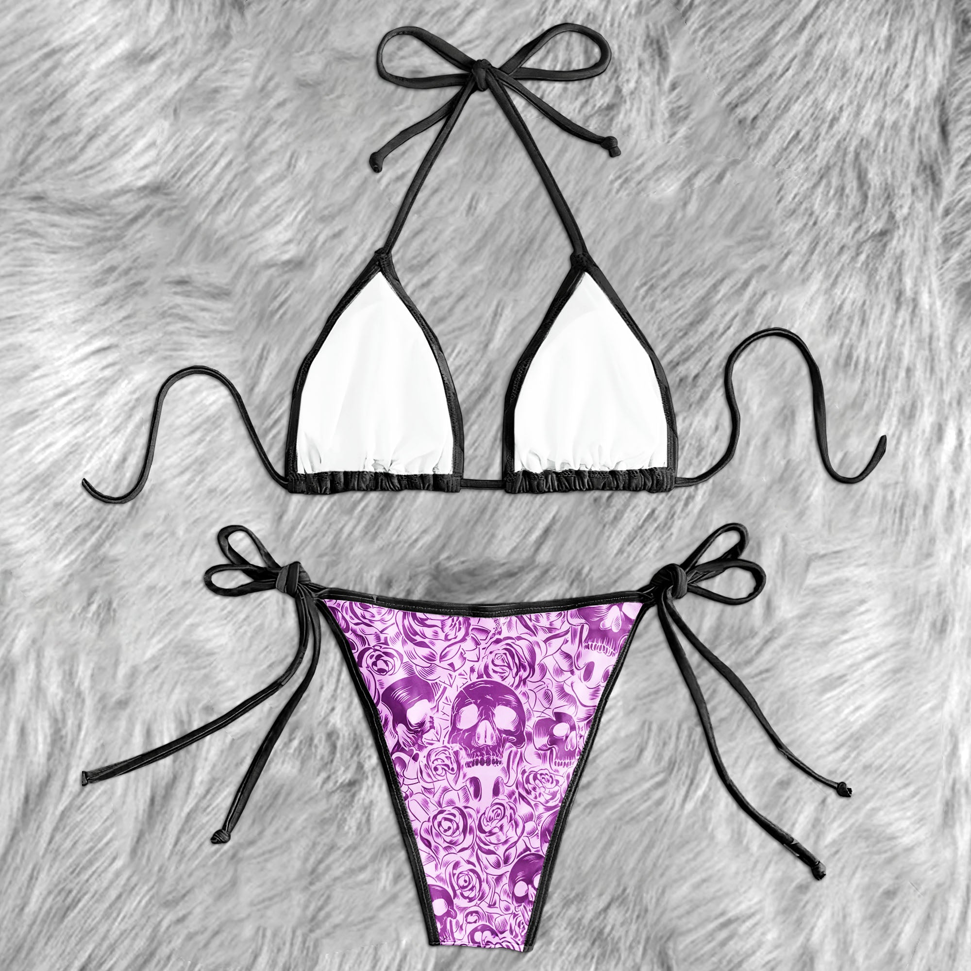 Violet Iridescent Skull Mirage Micro Triangle Bikini Swimsuit