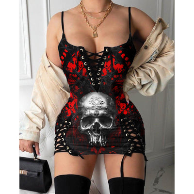 Express your personal style with the Hot Gothic Dress, a timeless piece featuring a unique Black Red Skull Vintage, perfect for enhancing your daily fashion routine.