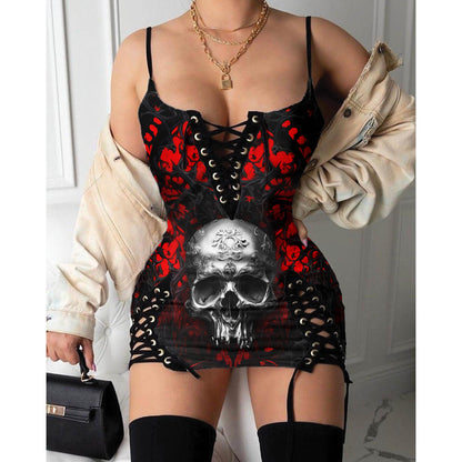 Express your personal style with the Hot Gothic Dress, a timeless piece featuring a unique Black Red Skull Vintage, perfect for enhancing your daily fashion routine.