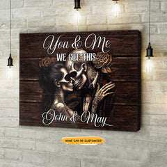 You Me Got US - Custom Personalized Names Gothic Skull And Roses Canvas