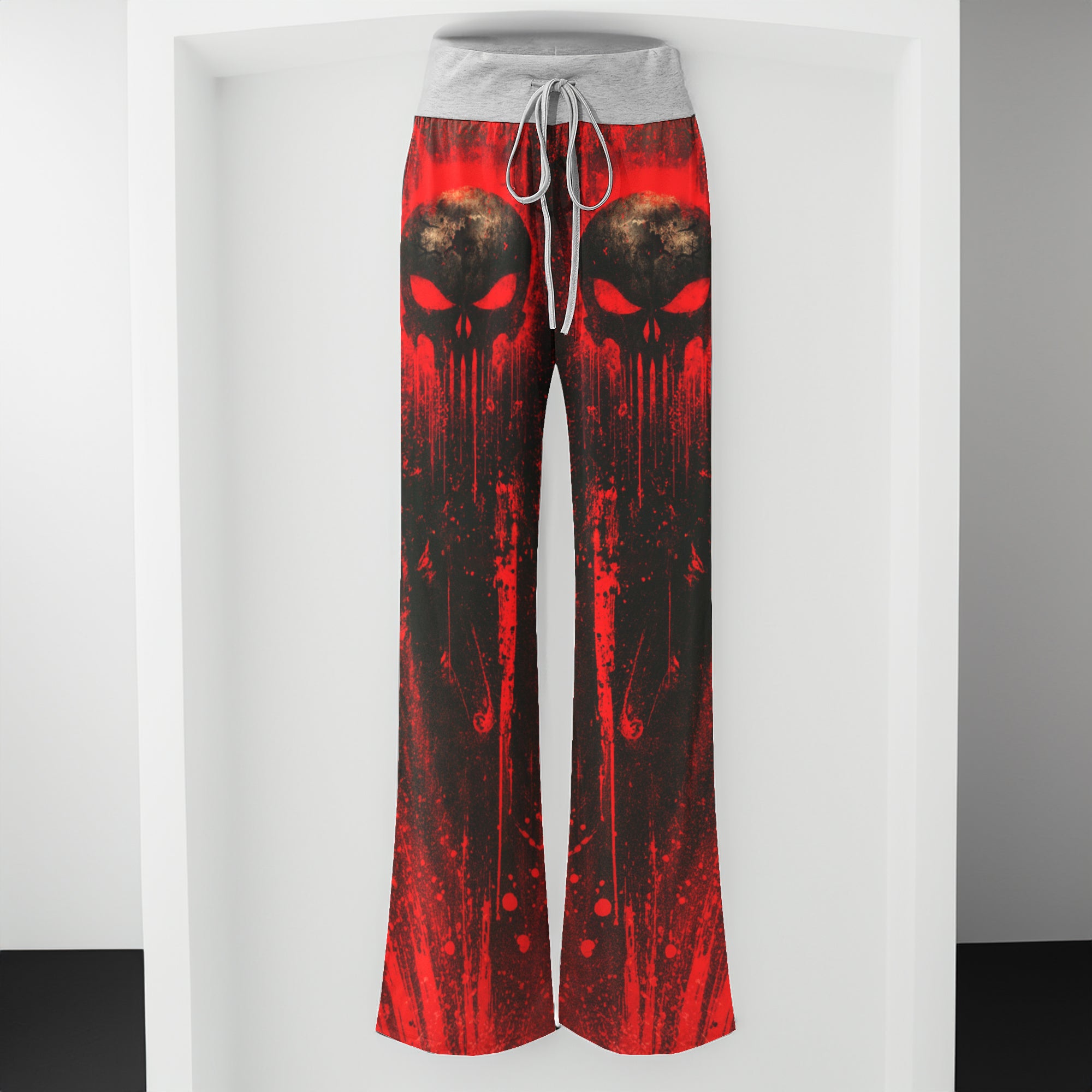 Bloodlust Skull Art Women's High-waisted Wide Leg Pants