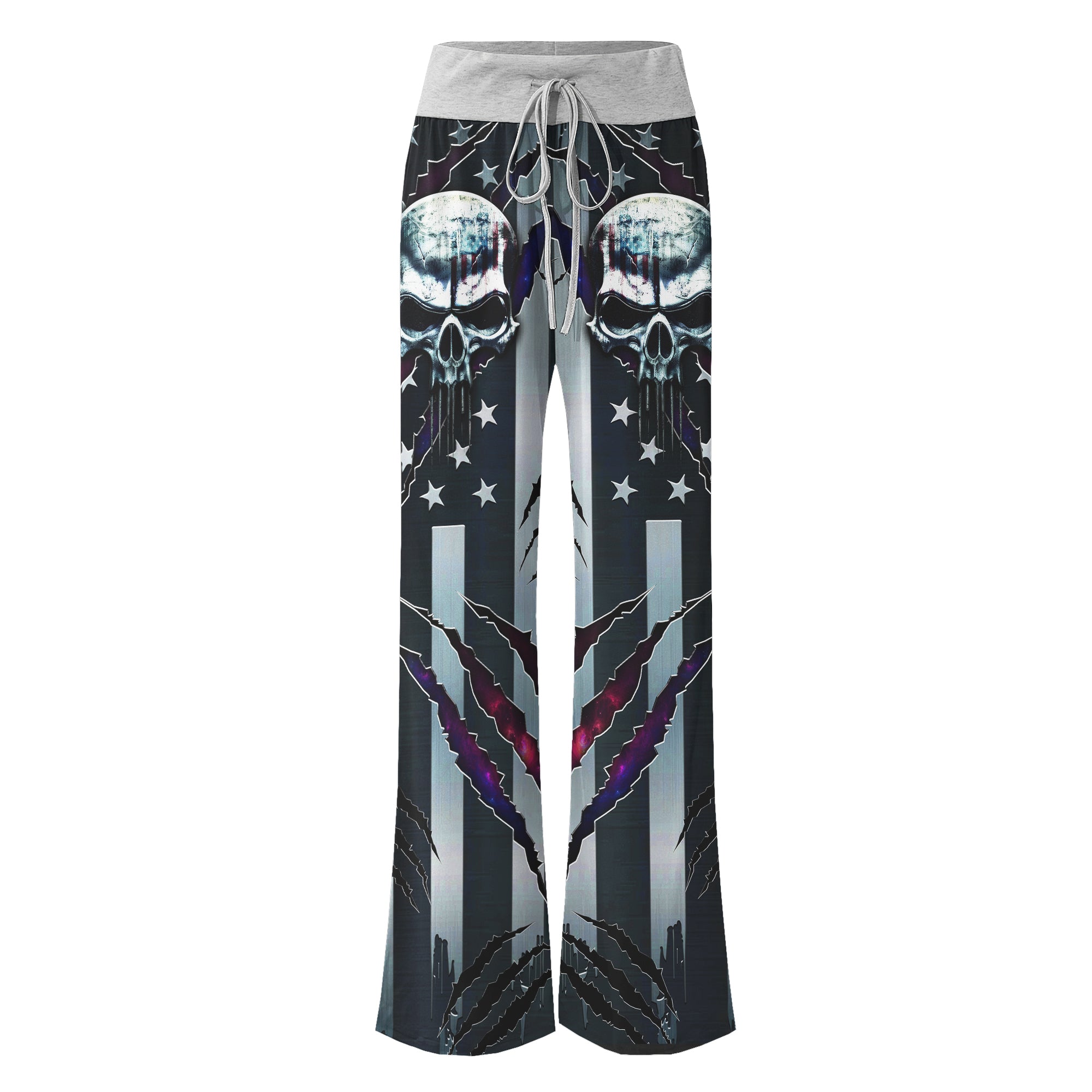 Metal Scary Skull Art Women's High-waisted Wide Leg Pants | Wonder Skull