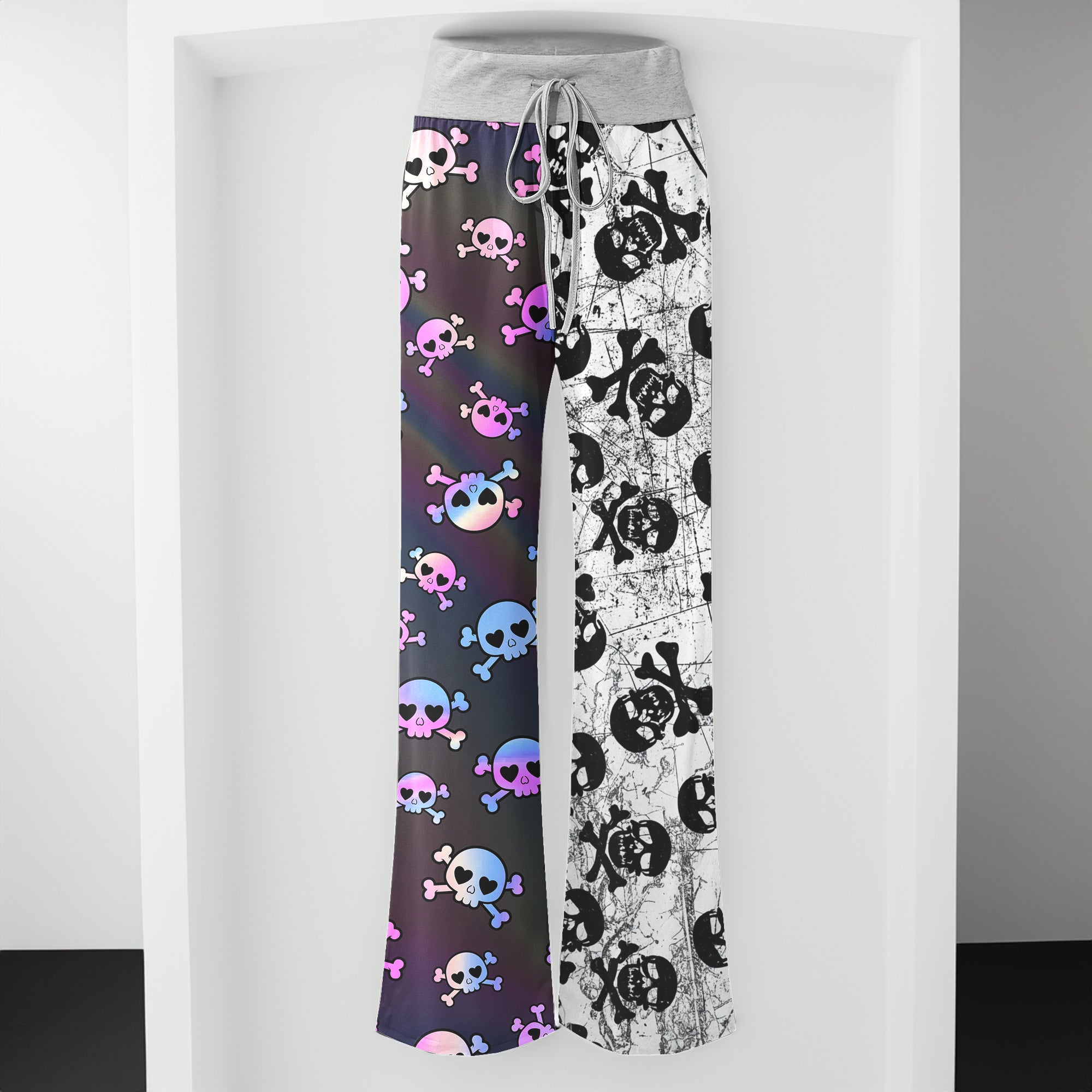 Retro Grunge & Pastel Skull Women's High-waisted Wide Leg Pants