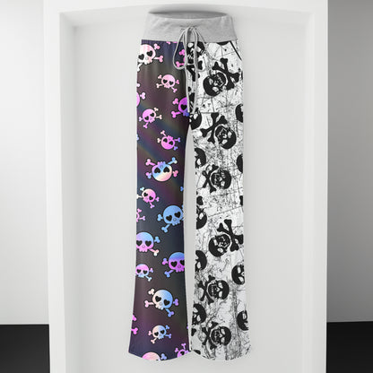 Retro Grunge & Pastel Skull Women's High-waisted Wide Leg Pants