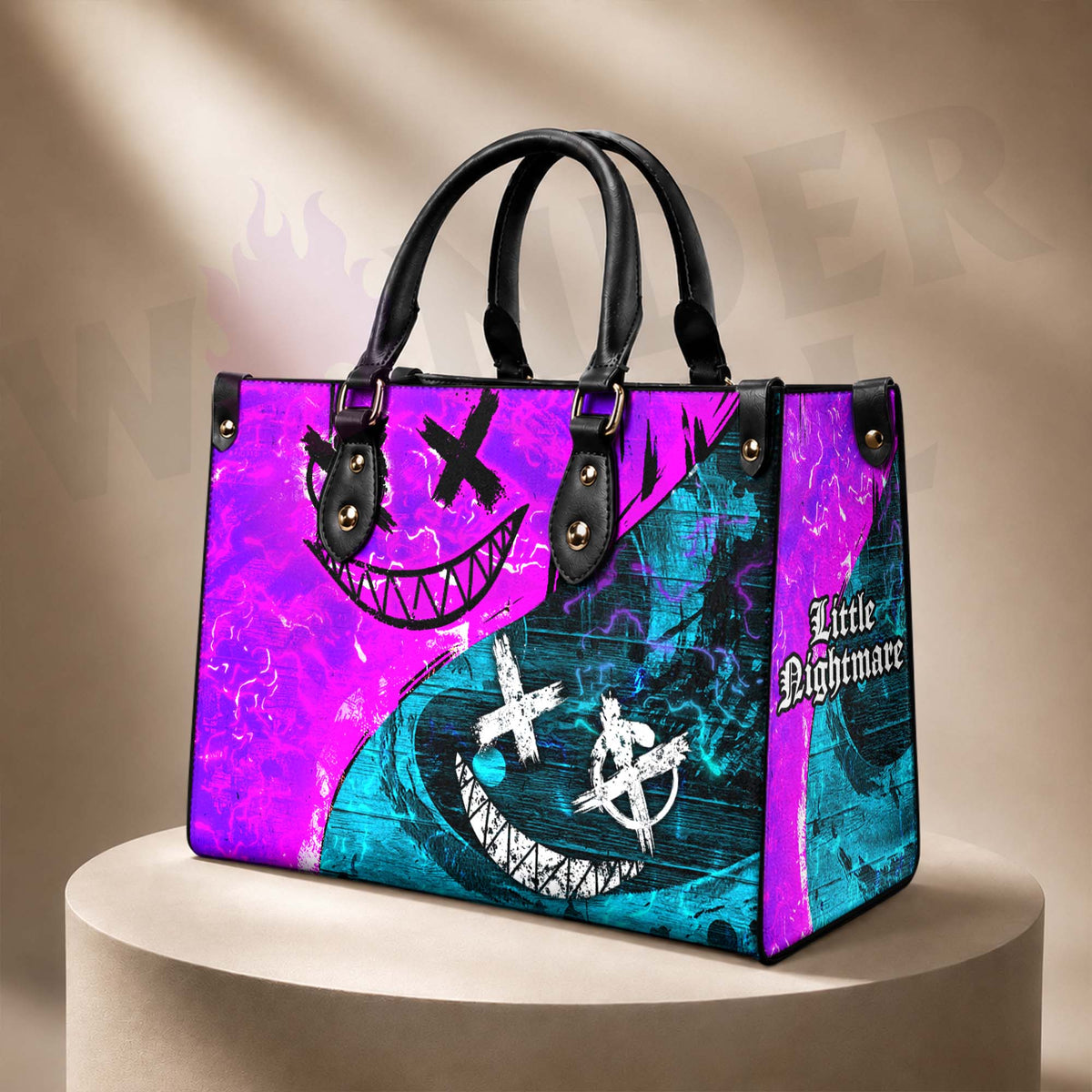 Wonder Skull structured tote bag solves the "I can't find anything in my bag" problem. The roomy interior fits your tablet, phone, wallet, water bottle, umbrella, and cosmetics — without the overstuffed look. Multiple interior pockets keep everything organized, so you're never digging around at checkout. Reinforced rivet corners and quality metal hardware ensure the bag holds up to daily use. Whether you're heading to work, running errands, or catching a flight, this tote keeps you looking put-together.