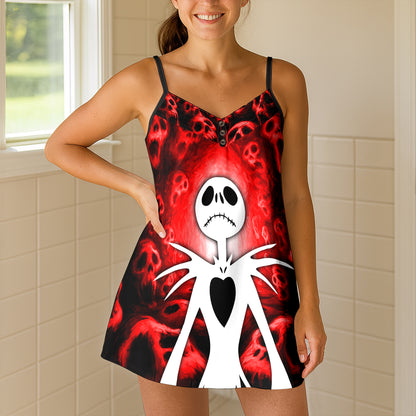 Grinning Shadow Skull Short Cami Dress