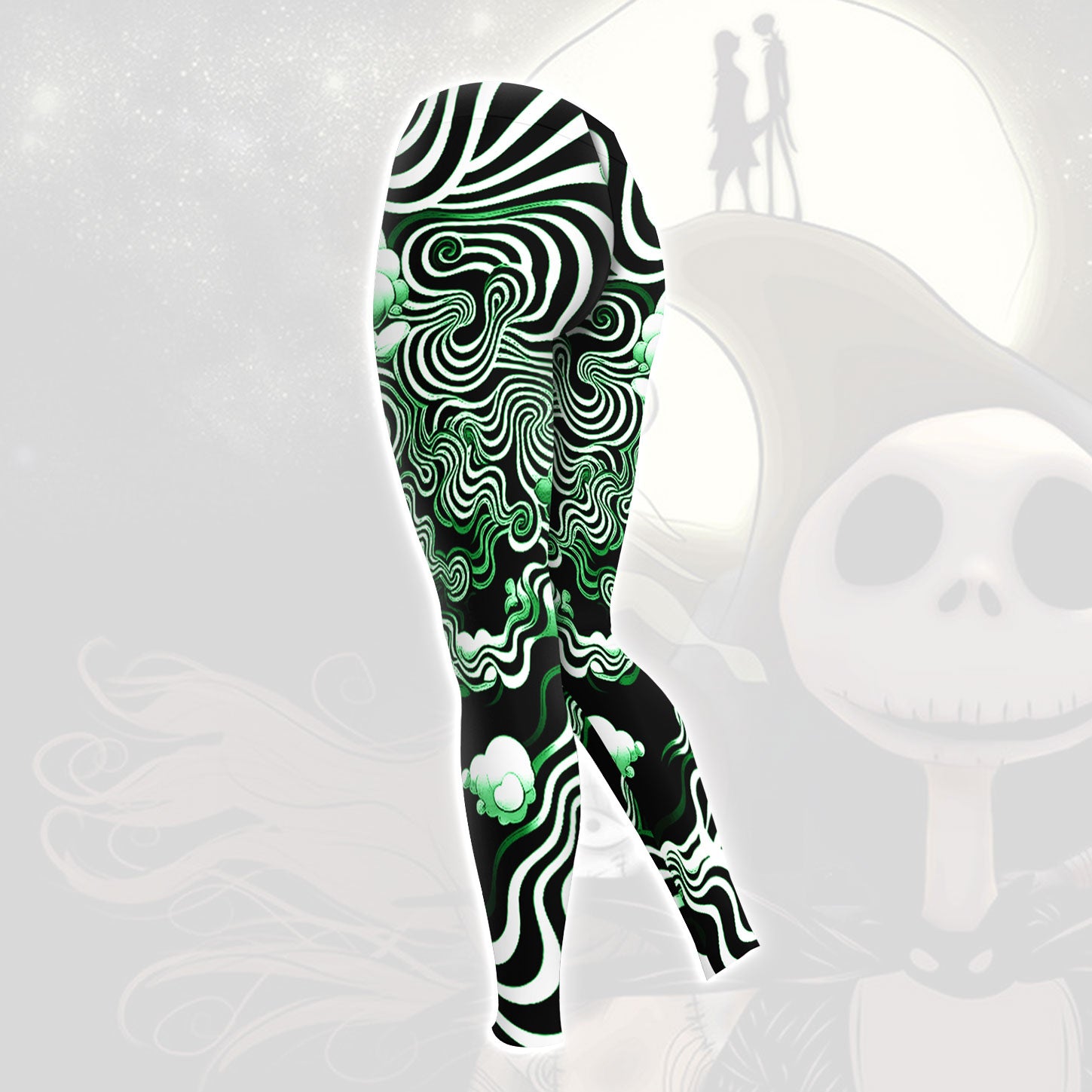 Green Nightmare Art Effect Combo Hoodie and Leggings - Dark and edgy matching set with skull designs for a unique and stylish look