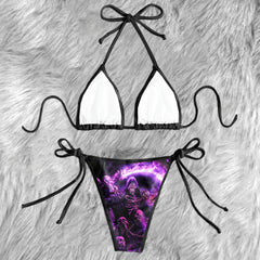 Purple Grim Reaper Fire Micro Triangle Bikini Swimsuit - Wonder Skull