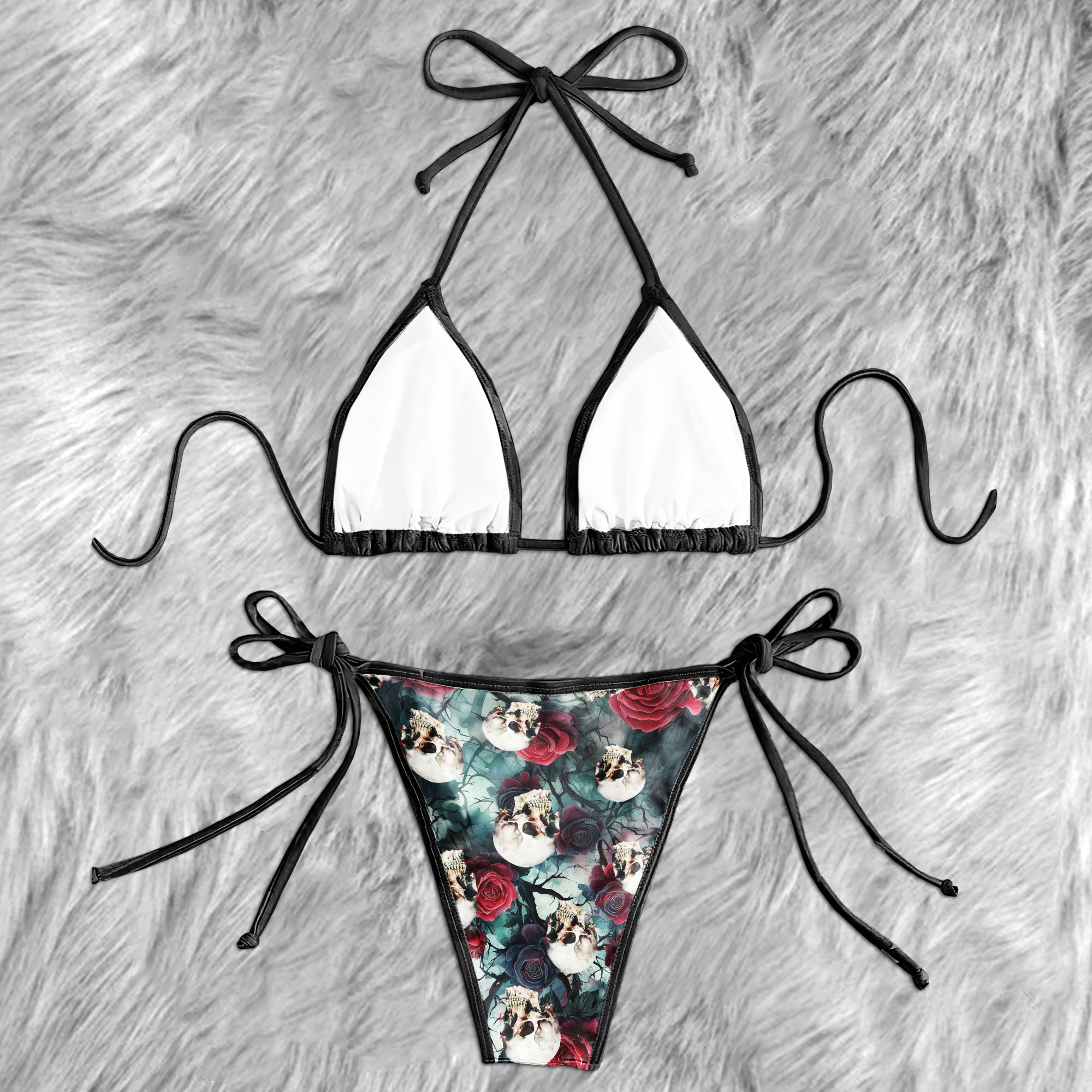Bloody Roses & Silent Skulls Micro Triangle Bikini Swimsuit