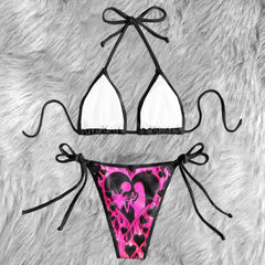 Flaming Hearts Gothic Love Micro Triangle Bikini Swimsuit
