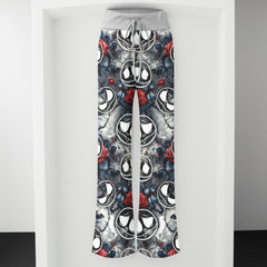 Gothic Skull Bloom Rose Women's High-waisted Wide Leg Pants